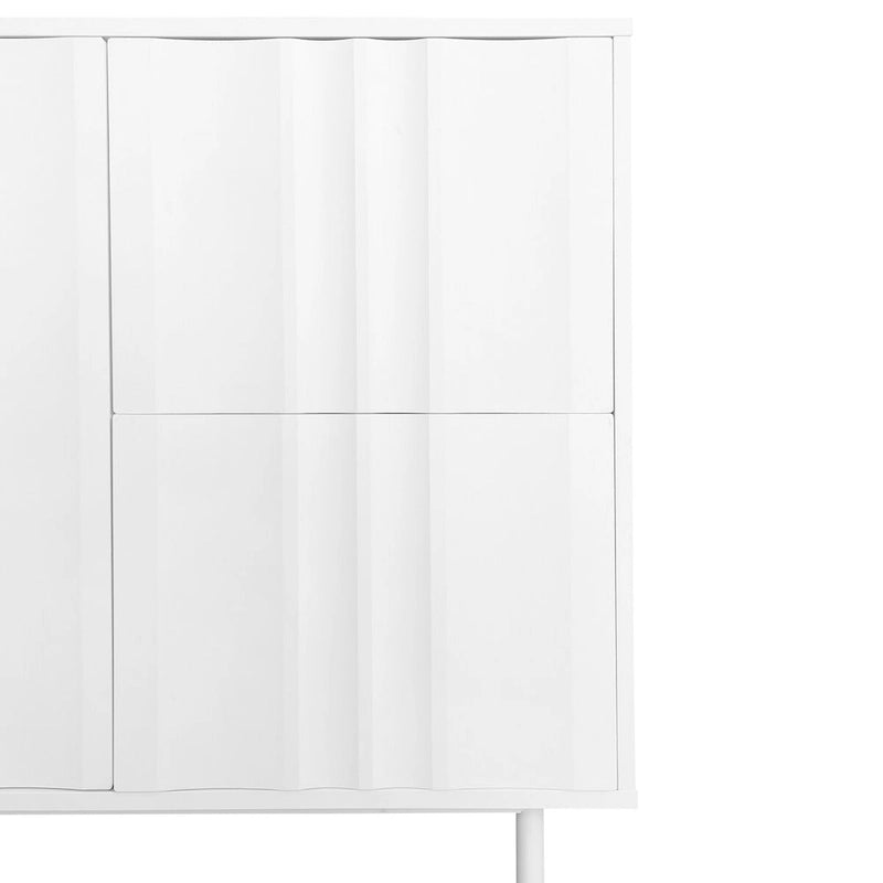 Wave Pattern Storage Cabinet with 2 Doors and 2 Drawers, Adjustable, Suitable for Study, Entrance and Living Room