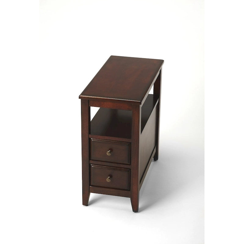 Chairside End Table with Two Drawers and Open Display Shelf