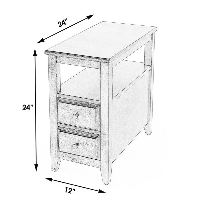 Chairside End Table with Two Drawers and Open Display Shelf