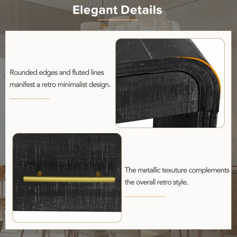 Unique Retro Silhouette Console Table with Two Drawers Fluted Detail