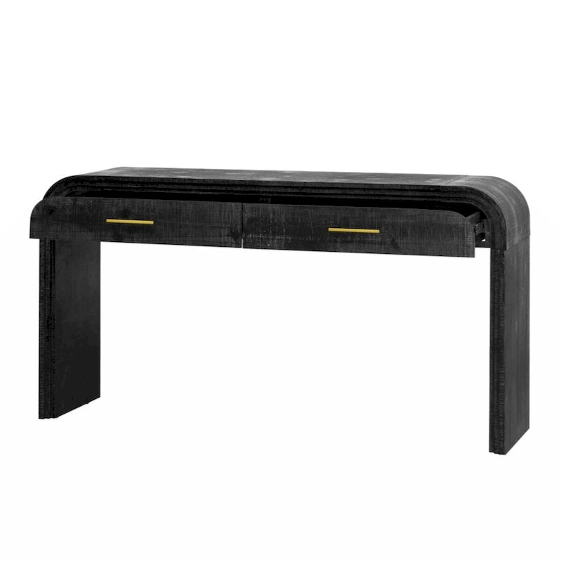 Unique Retro Silhouette Console Table with Two Drawers Fluted Detail