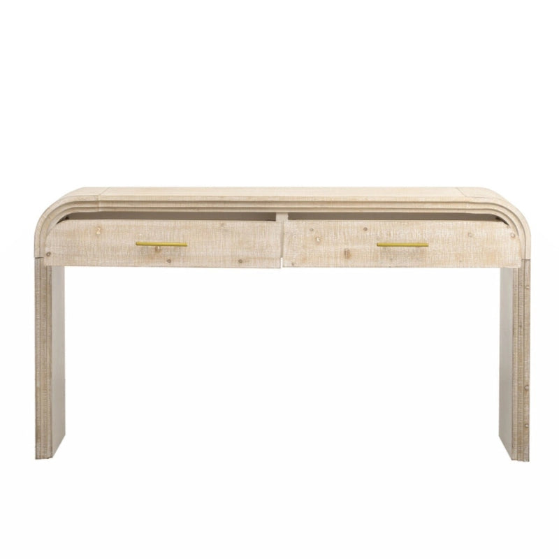 Unique Retro Silhouette Console Table with Two Drawers Fluted Detail
