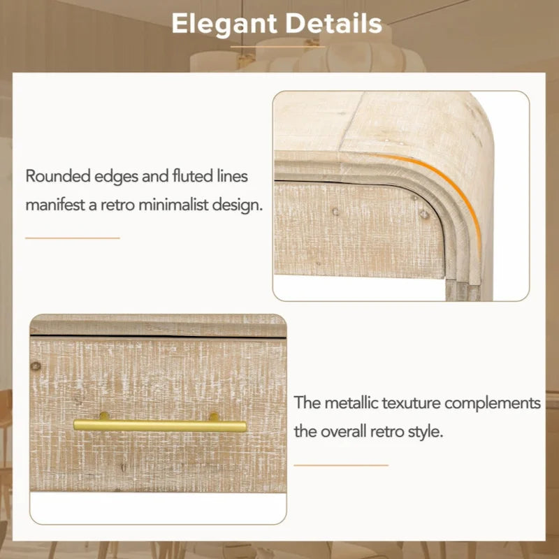Unique Retro Silhouette Console Table with Two Drawers Fluted Detail