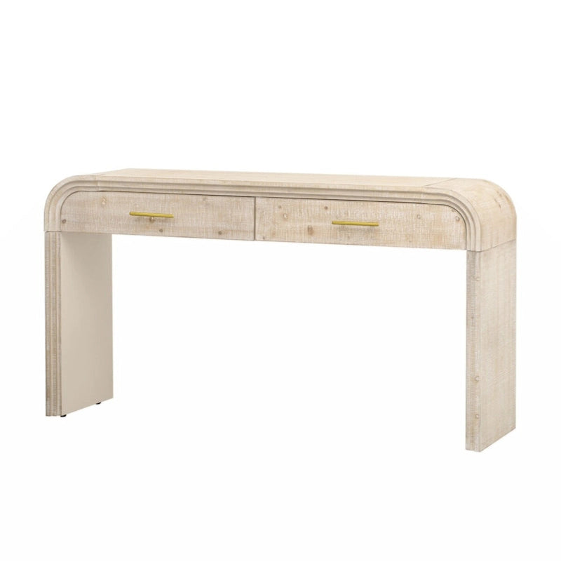 Unique Retro Silhouette Console Table with Two Drawers Fluted Detail
