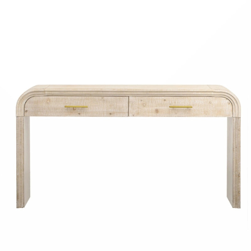 Unique Retro Silhouette Console Table with Two Drawers Fluted Detail