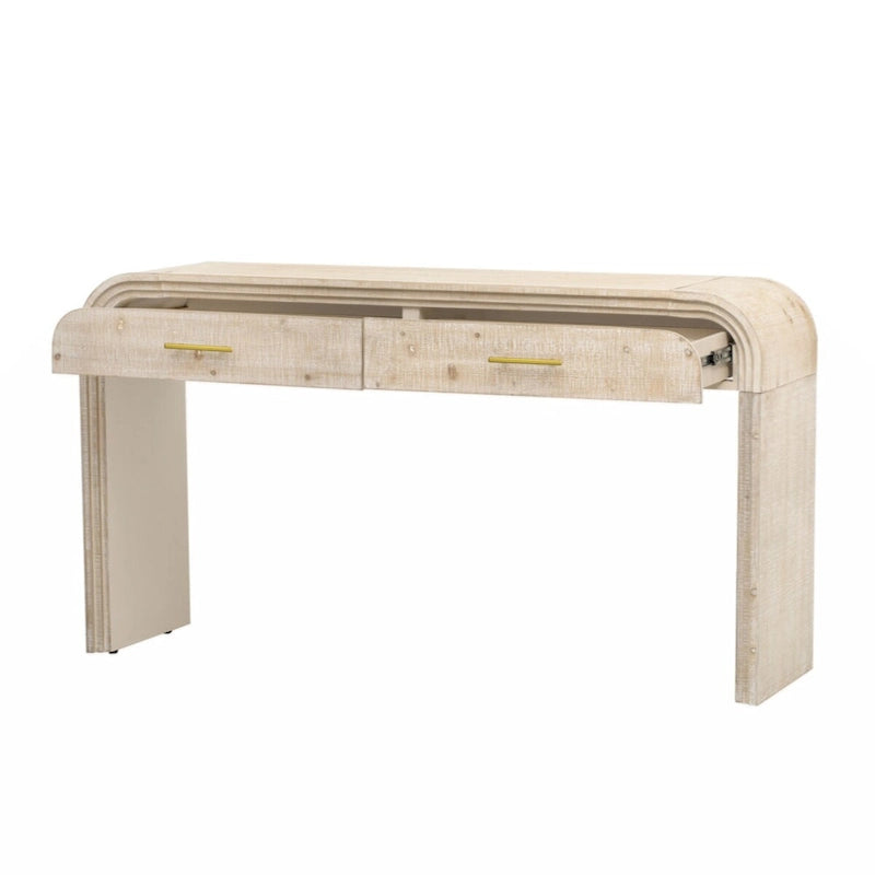 Unique Retro Silhouette Console Table with Two Drawers Fluted Detail