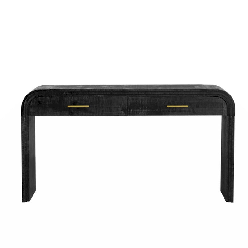 Unique Retro Silhouette Console Table with Two Drawers Fluted Detail