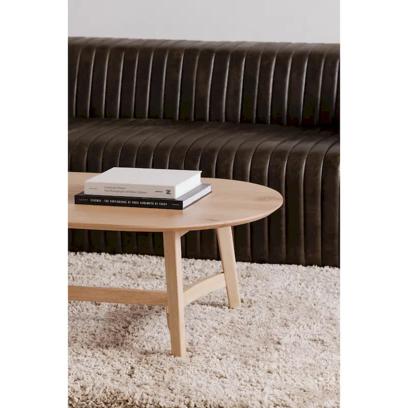 Mid-Century Modern Solid Oak Coffee Table 54W x 17H x 28D Inches