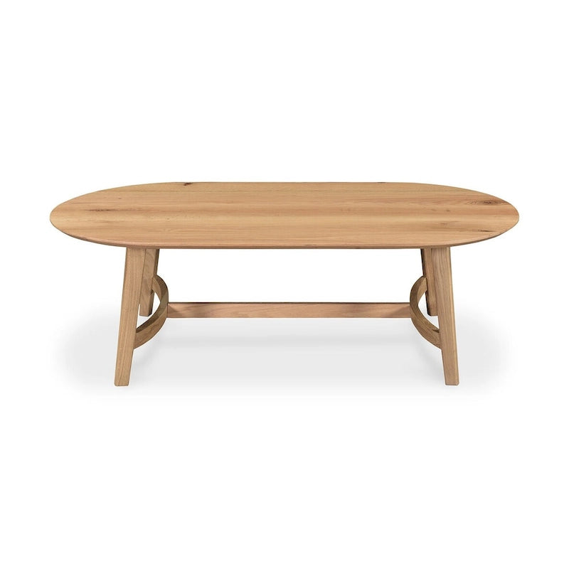 Mid-Century Modern Solid Oak Coffee Table 54W x 17H x 28D Inches