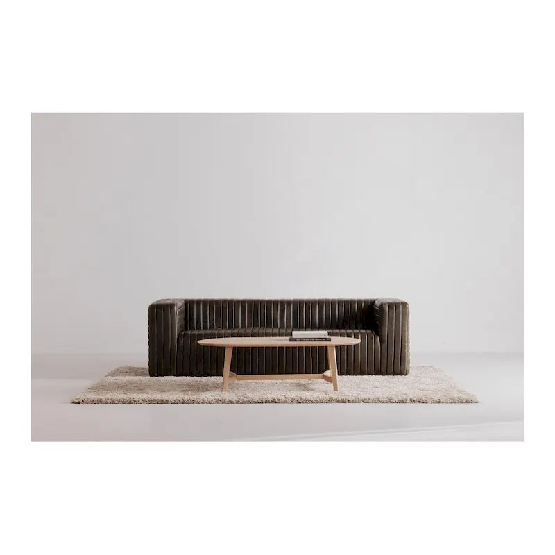 Mid-Century Modern Solid Oak Coffee Table 54W x 17H x 28D Inches