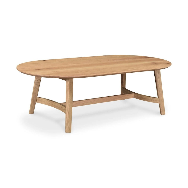 Mid-Century Modern Solid Oak Coffee Table 54W x 17H x 28D Inches
