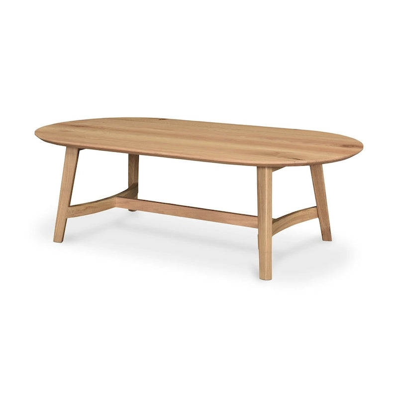 Mid-Century Modern Solid Oak Coffee Table 54W x 17H x 28D Inches