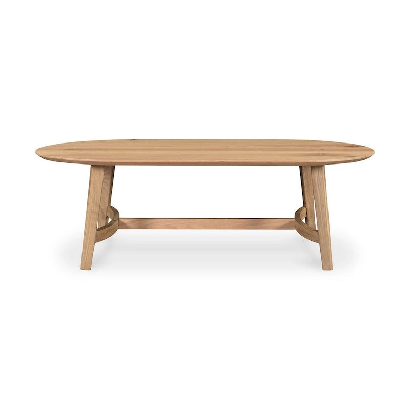 Mid-Century Modern Solid Oak Coffee Table 54W x 17H x 28D Inches