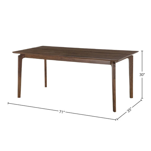 71" Wide Dining Table in Brown Mango Wood Mid-Century Style
