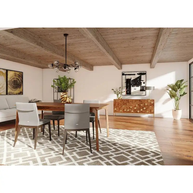 71" Wide Dining Table in Brown Mango Wood Mid-Century Style
