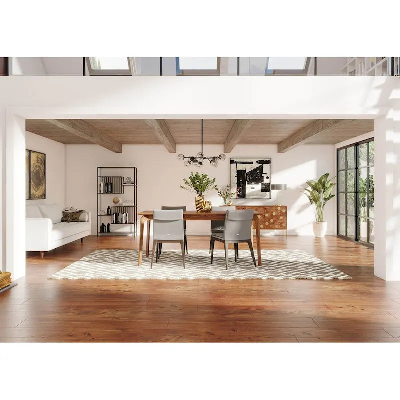 71" Wide Dining Table in Brown Mango Wood Mid-Century Style