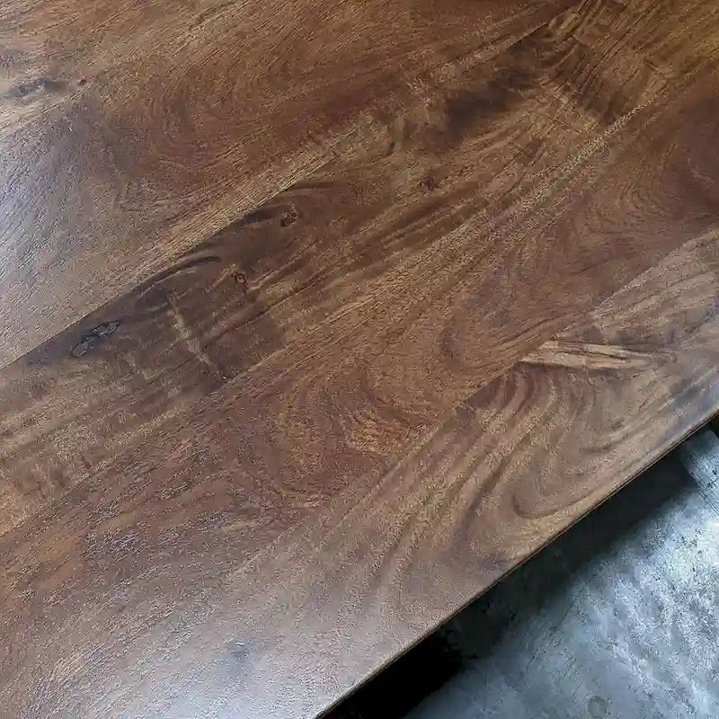 71" Wide Dining Table in Brown Mango Wood Mid-Century Style