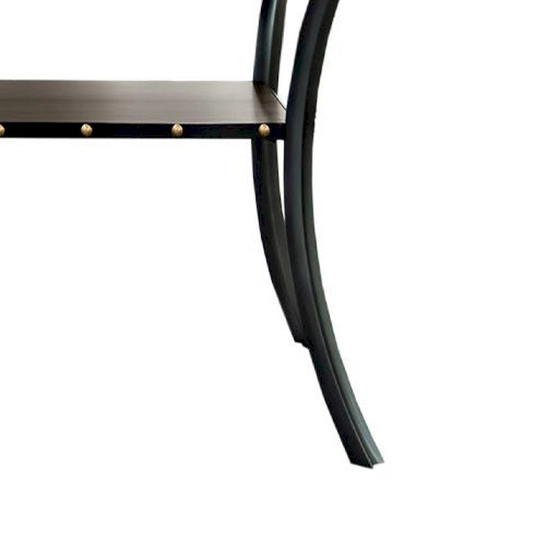 38 Inch Counter Height Dining Table, Rectangular Nailhead Trim, Black Oak Wood