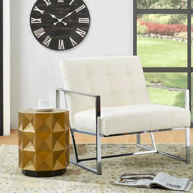 Antique Gold MGO Geometric Side Table or Accent Stool 14L x 14W x 17H