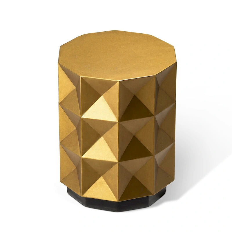Antique Gold MGO Geometric Side Table or Accent Stool 14L x 14W x 17H