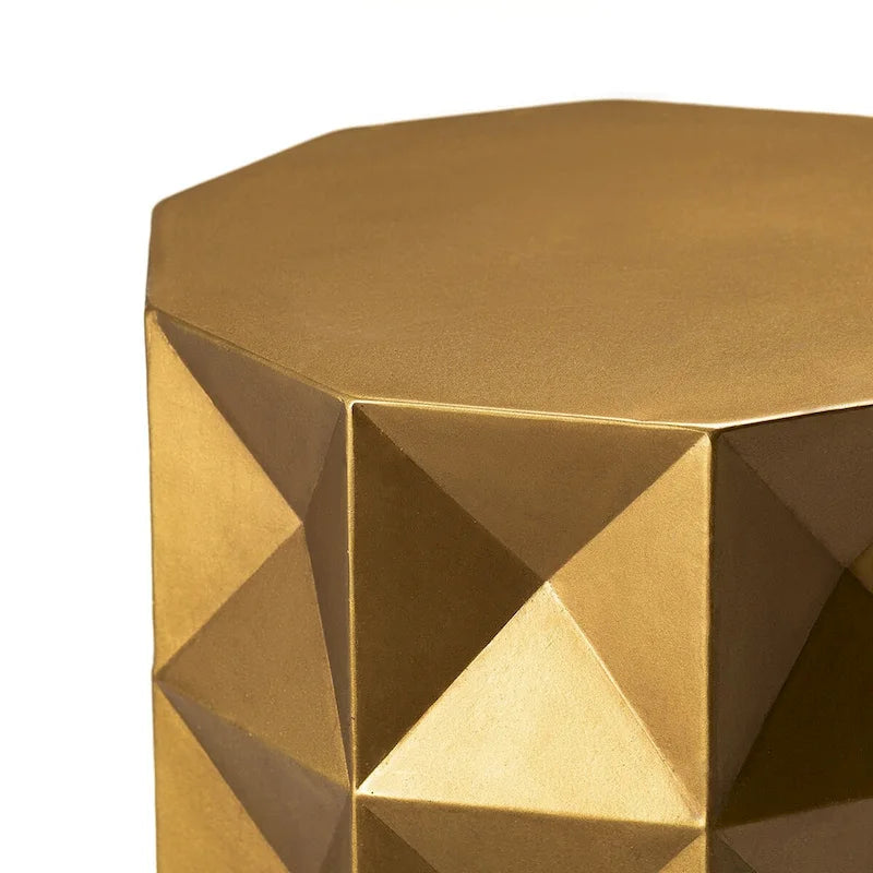 Antique Gold MGO Geometric Side Table or Accent Stool 14L x 14W x 17H