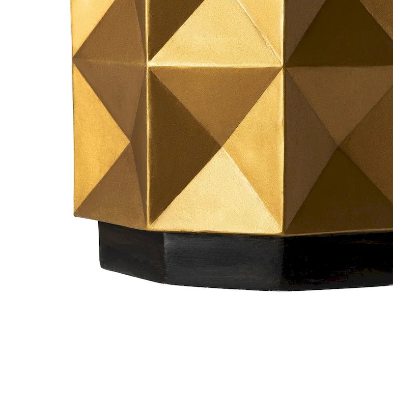 Antique Gold MGO Geometric Side Table or Accent Stool 14L x 14W x 17H