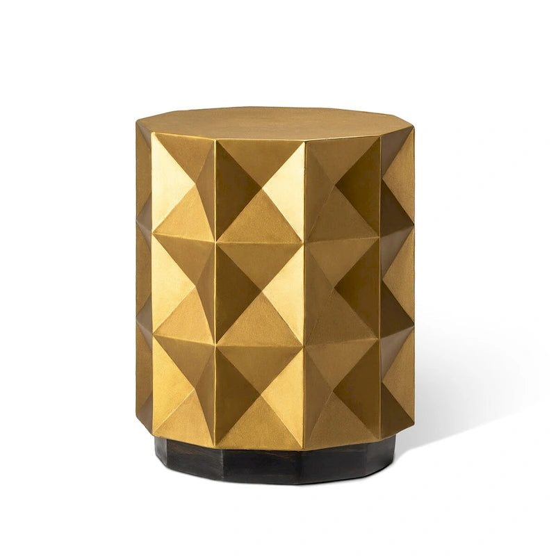 Antique Gold MGO Geometric Side Table or Accent Stool 14L x 14W x 17H