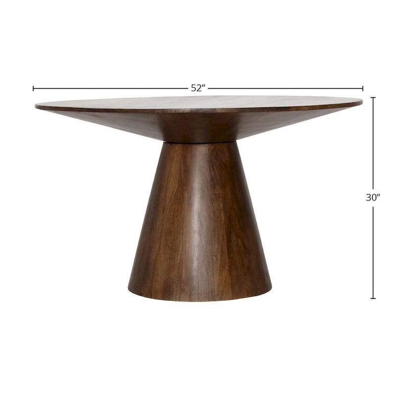52 Inch Square Mango Wood Dining Table in Medium Brown Finish