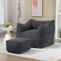 Oversized Fluffy Deep Seat Armless Square Bean Bag Chair with Ottoman