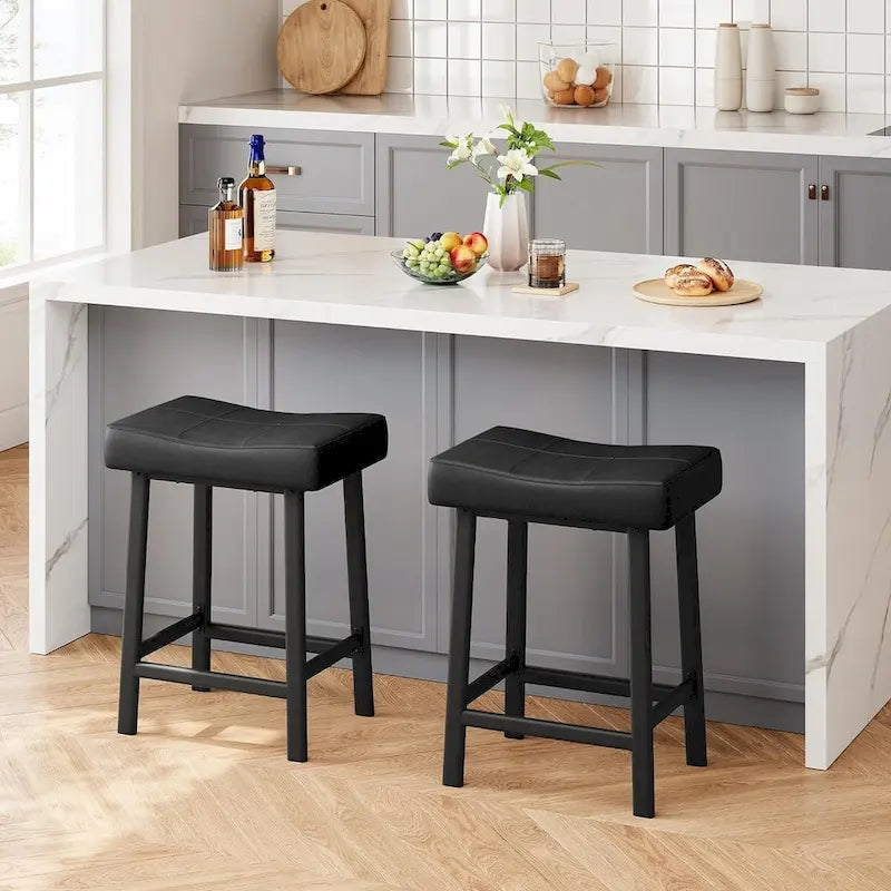 24-Inch Bar Stools Ergonomic Saddle Seat Set of 2